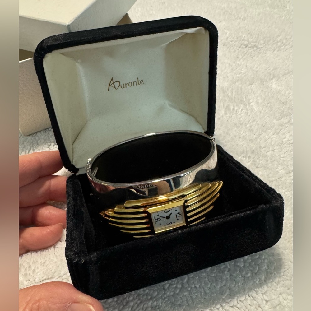 Vintage Franklin Mint ALFRED DURANTE Art Deco Gold/Silver Tone Bracelet Watch